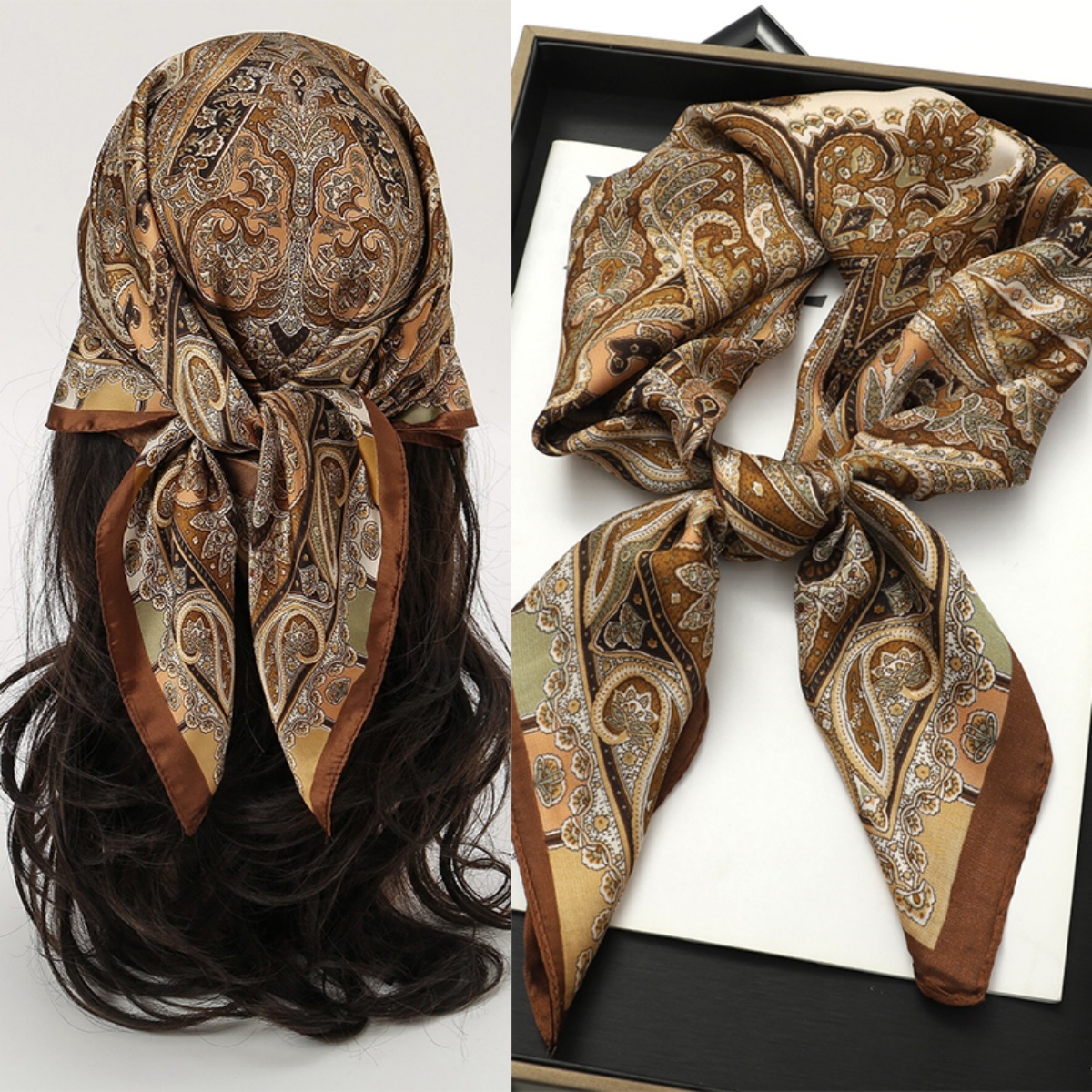 Face Scarf Mask - Bohemian Style Print Luxury Brand Silk