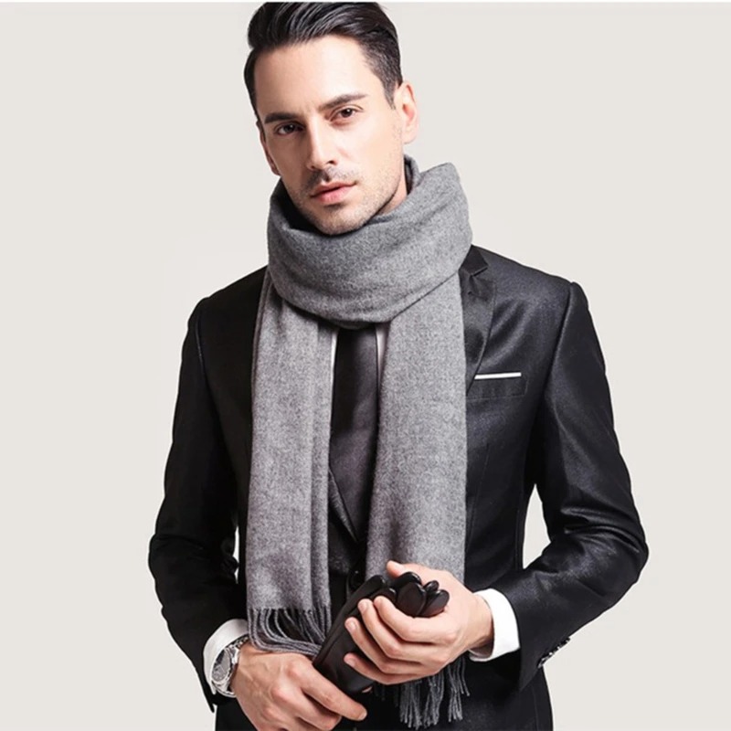 2025 Wool Scarves Winter Soft  - Muffler Men Wool recension och pris