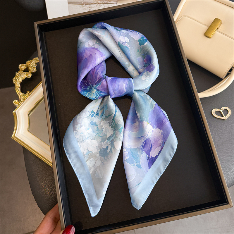 2026 New Floral Print Silk Squ - Face Scarf Mask recension och pris