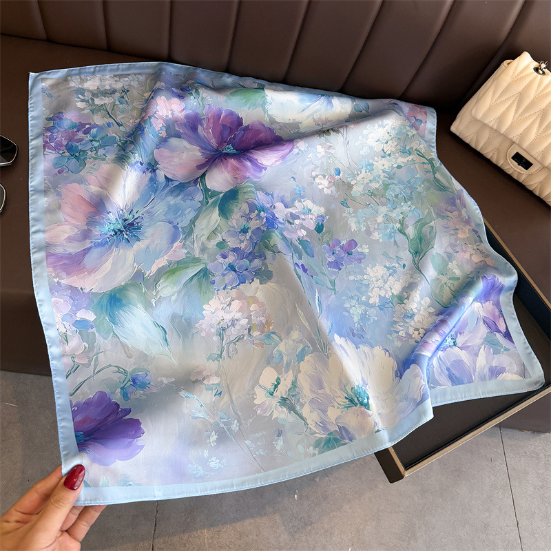 2026 New Floral Print Silk Squ - Face Scarf Mask recension och pris