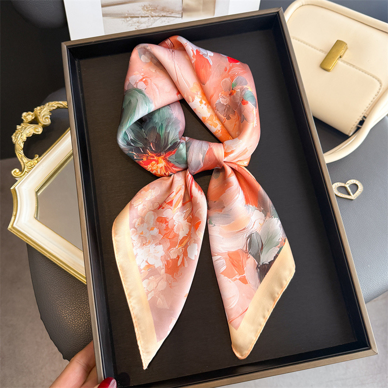 2026 New Floral Print Silk Squ - Face Scarf Mask recension och pris