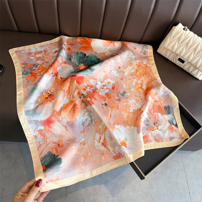 2026 New Floral Print Silk Squ - Face Scarf Mask recension och pris