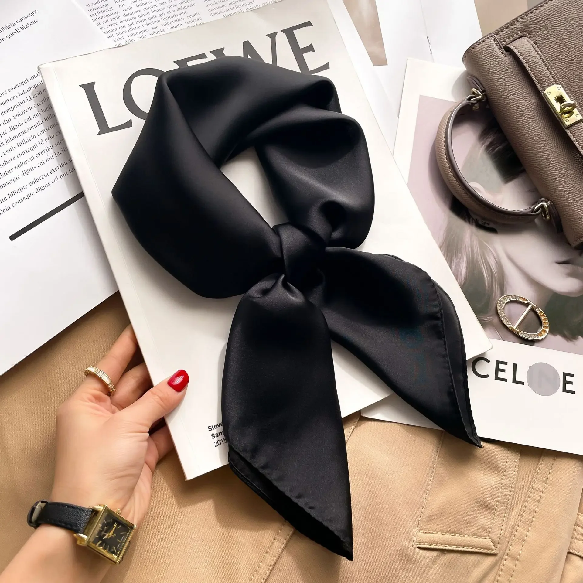70cm Solid Colors Neckerchief  - Silk Neck Scarf recension och pris