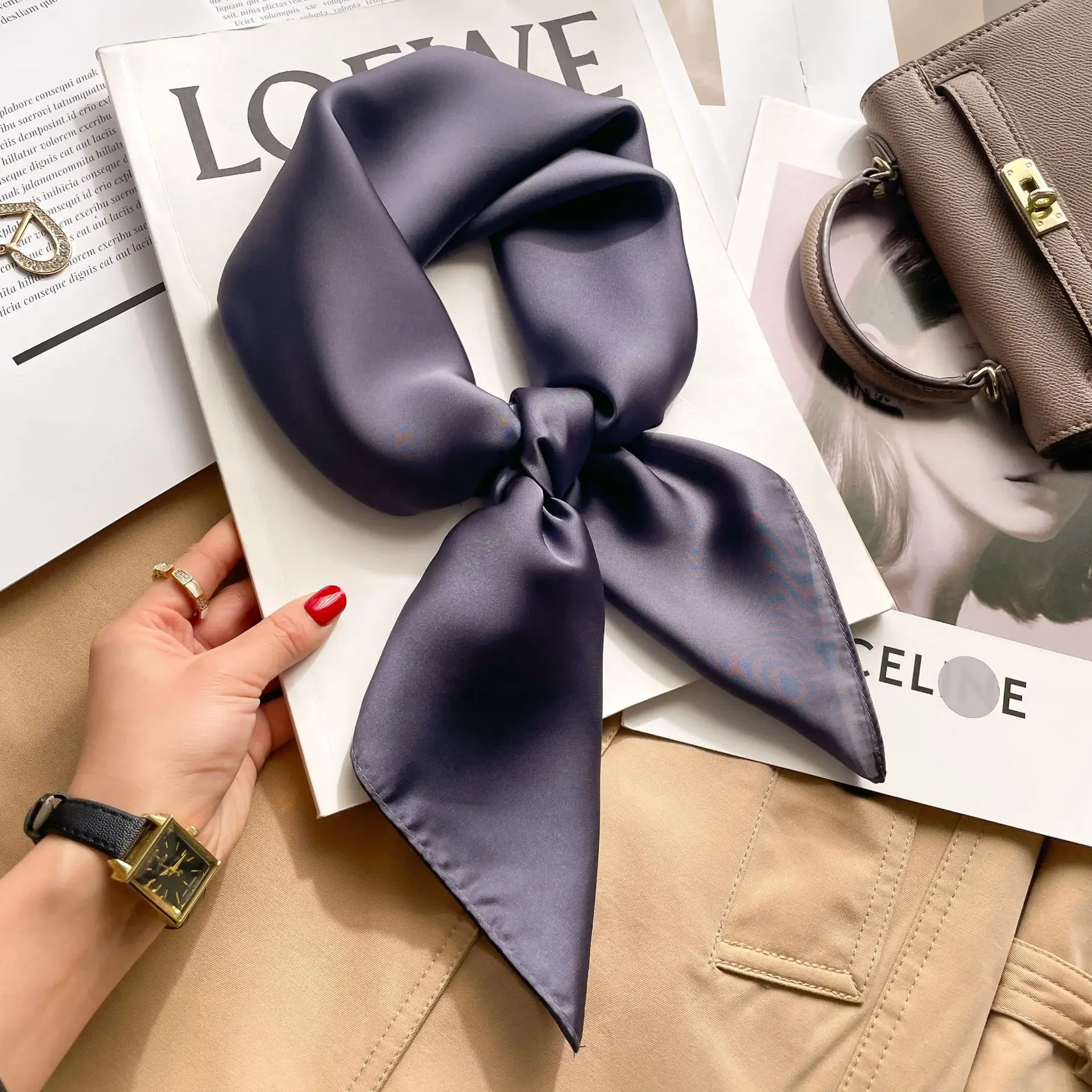 70cm Solid Colors Neckerchief  - Silk Neck Scarf recension och pris