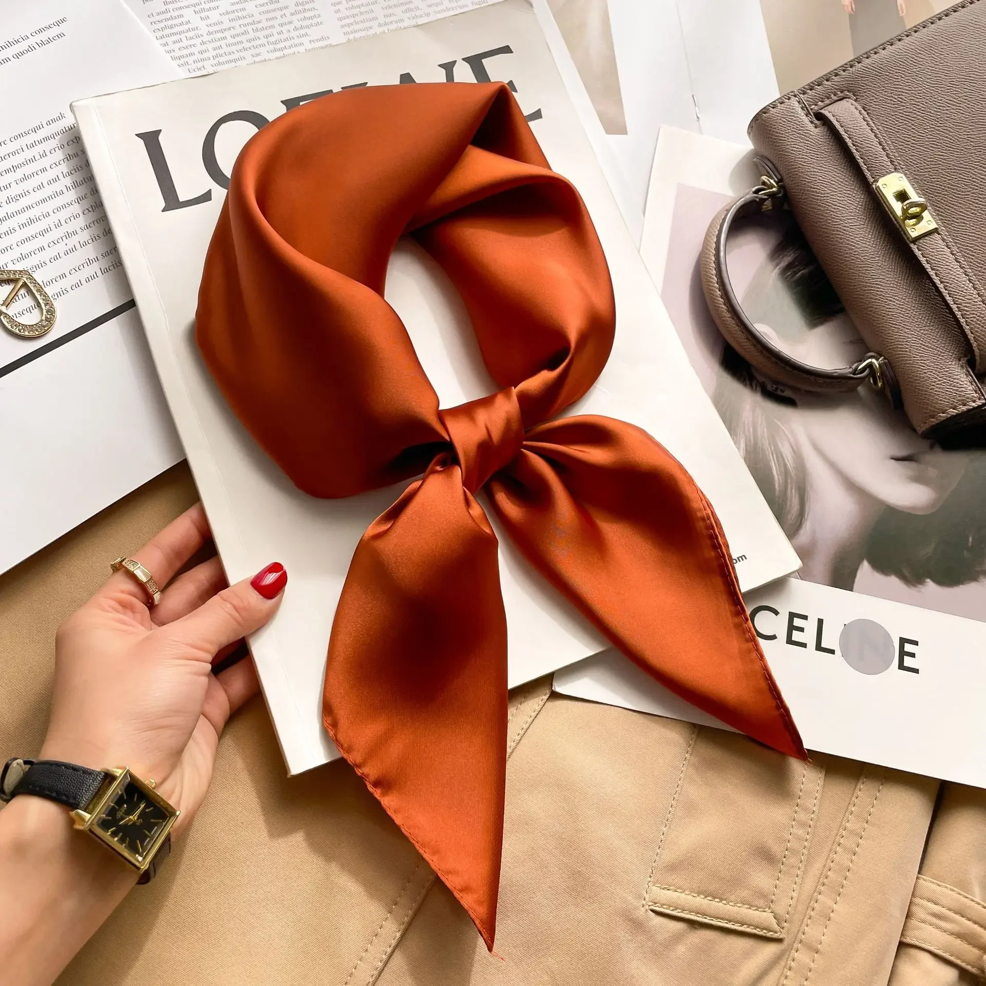 70cm Solid Colors Neckerchief  - Silk Neck Scarf recension och pris