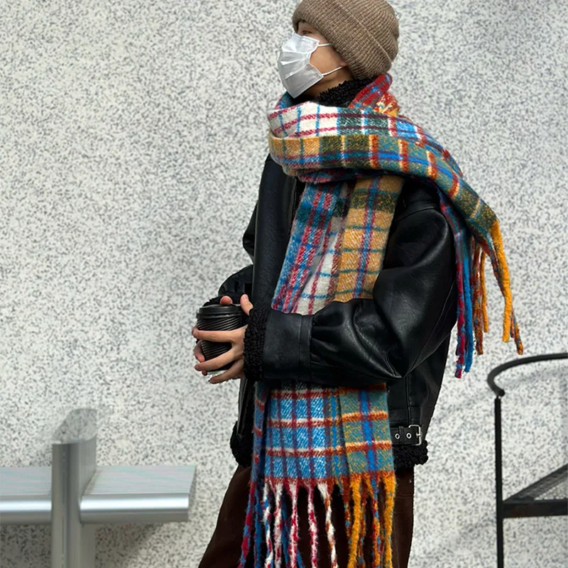 Vintage Colorful Plaid Cashmer - Muffler Men Wool recension och pris
