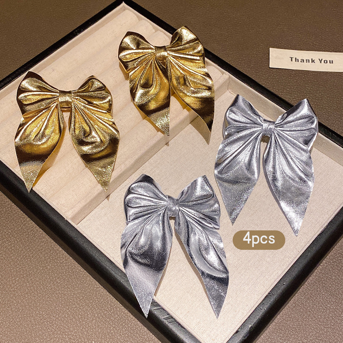 4 fashionable bow hair clips i - Tie Clip Silver recension och pris