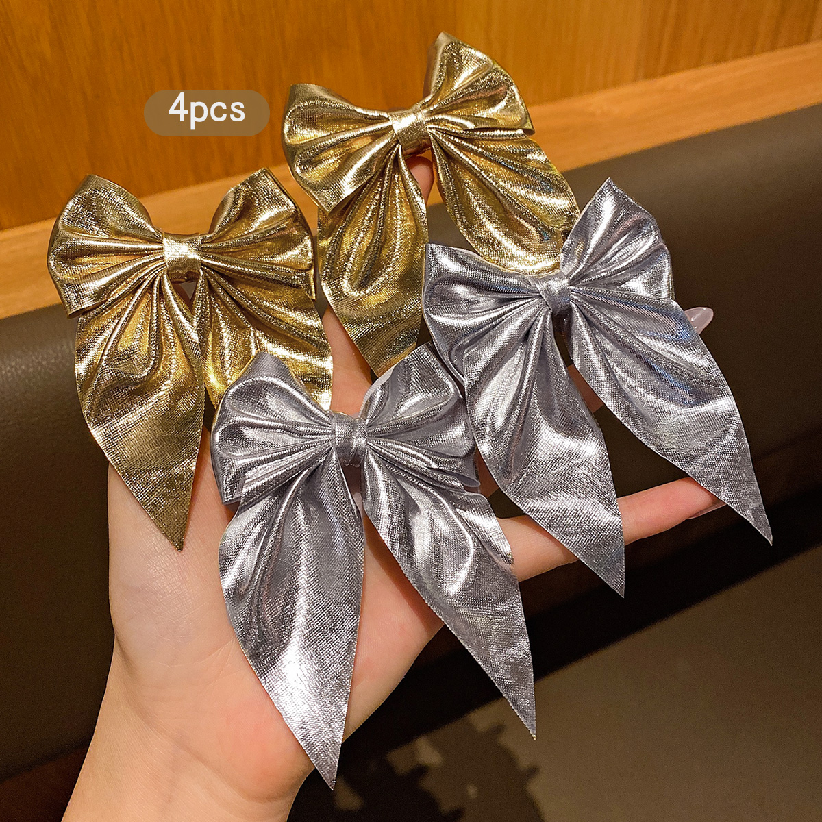 4 fashionable bow hair clips i - Tie Clip Silver recension och pris