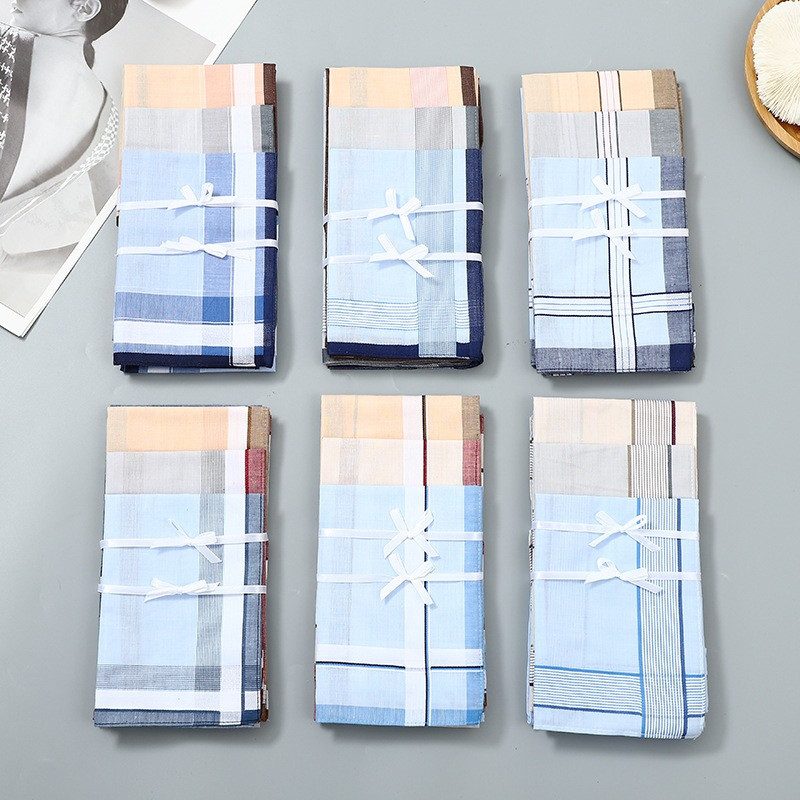 3Pcs 40x40cm Vintage Plaid Str - Handkerchief Cotton Men recension och pris