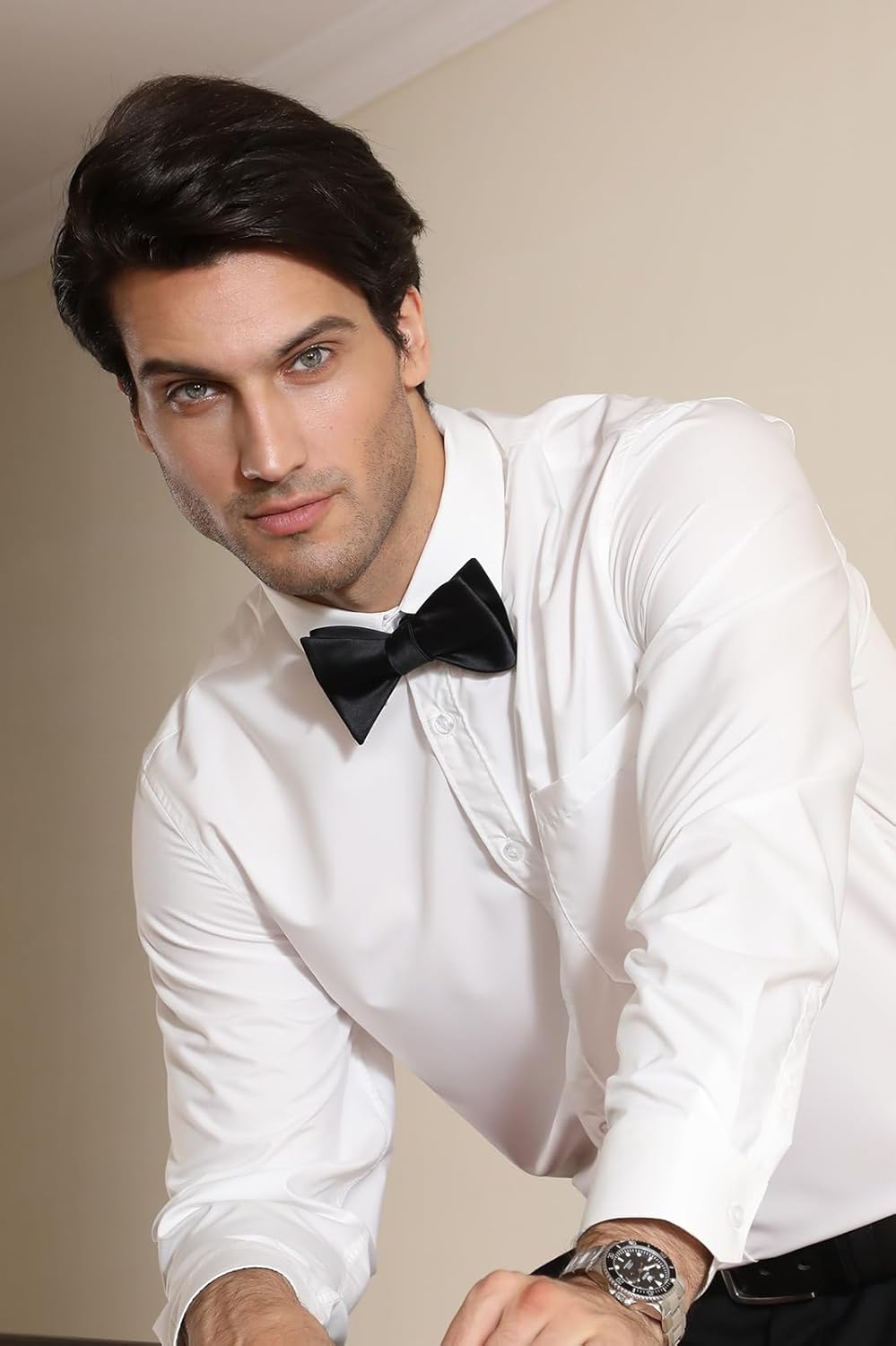 Solid Color Self Tie Bow Tie & - Pocket Square Set recension och pris