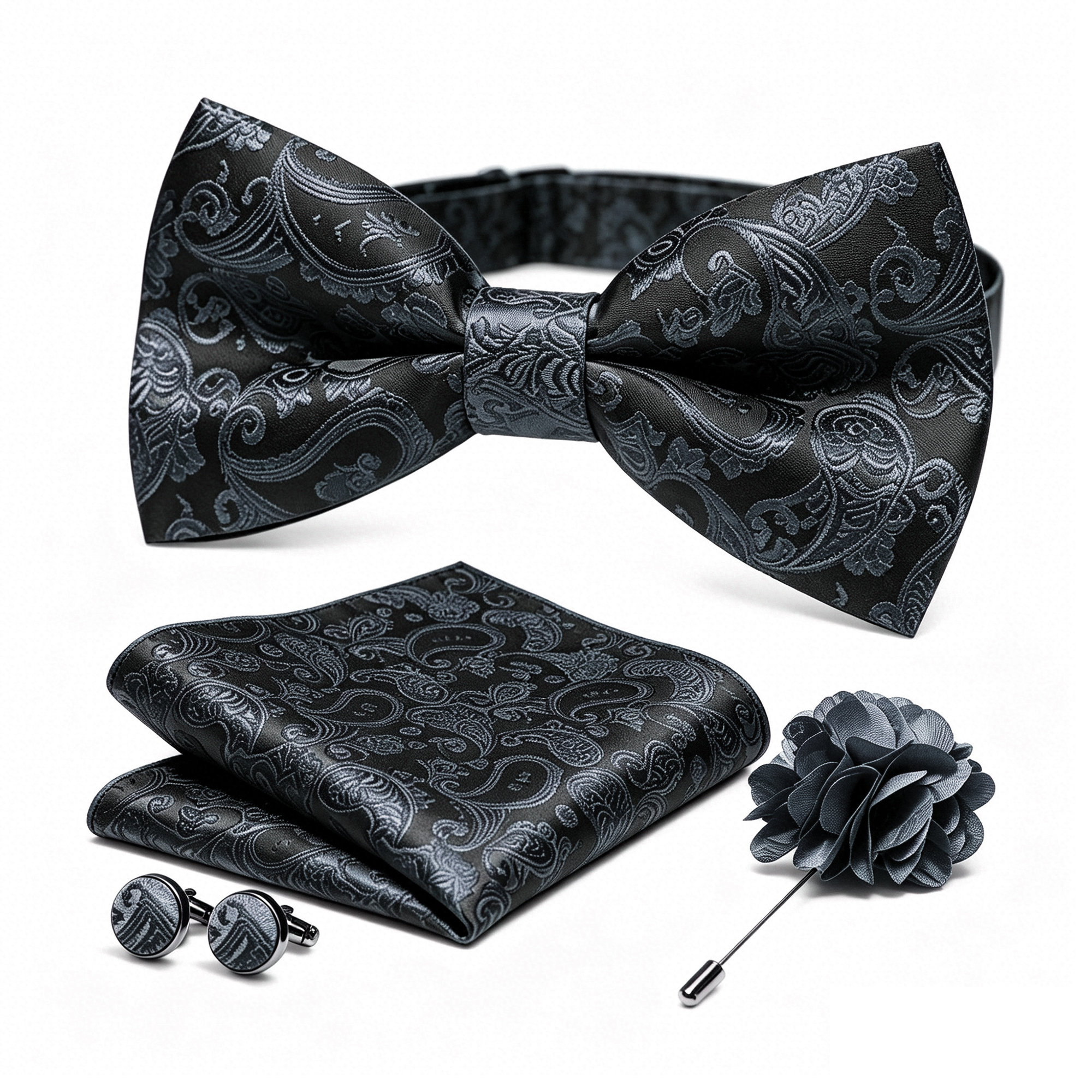 36pcs Black Silk Jacquard Pais - Bow Tie Pre Tied recension och pris