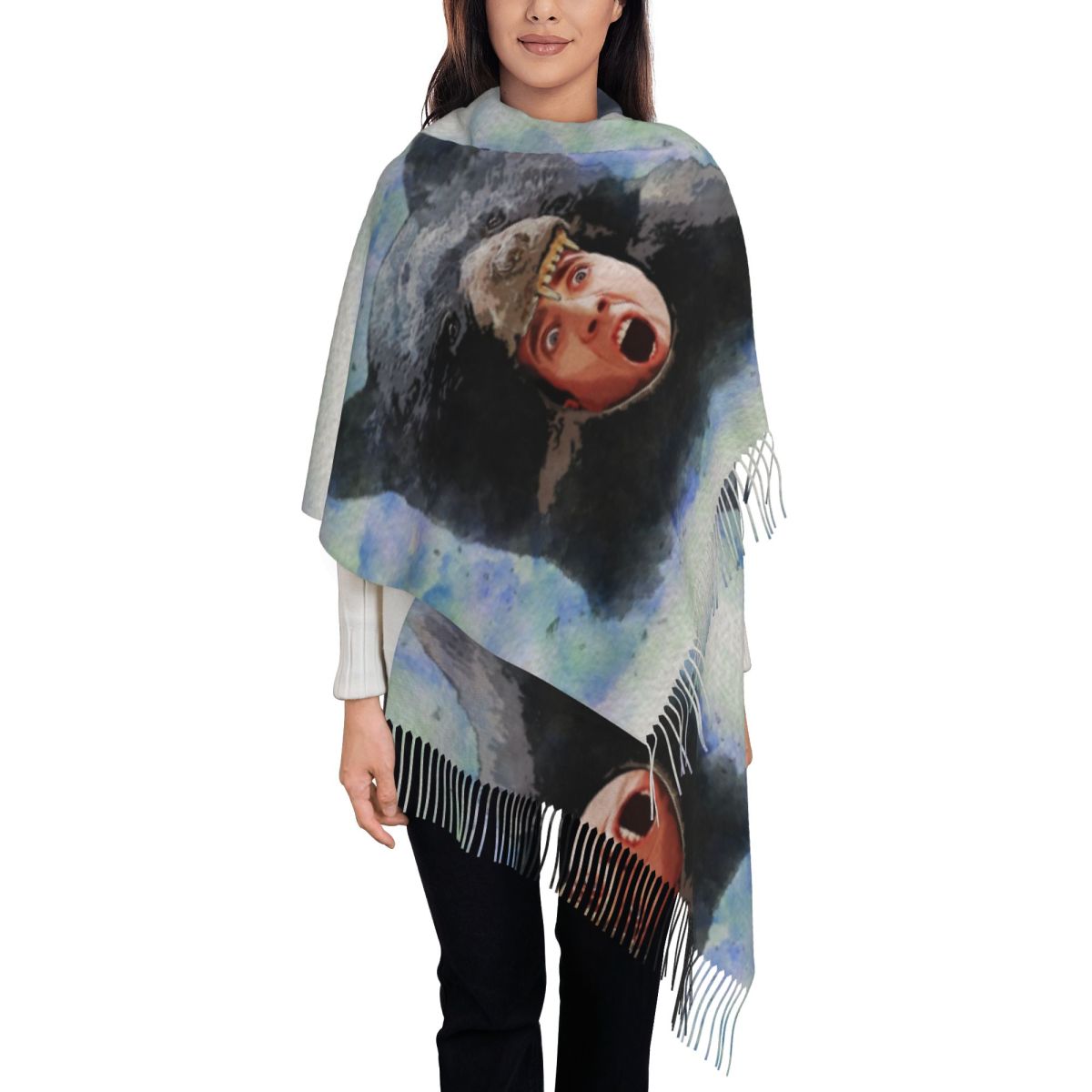 Cage Bear Watercolor Scarf for - Pashmina Wrap Large recension och pris