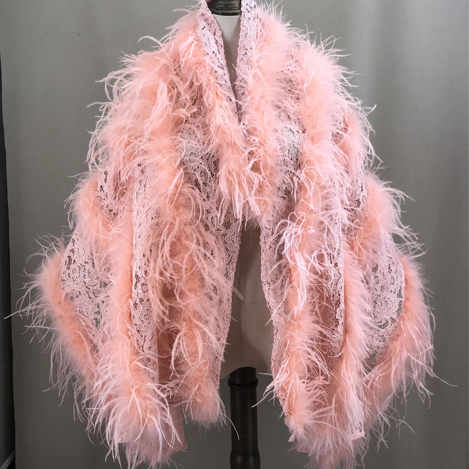 Real Ostrich Feather Lace Shaw - Stole Wedding Shawl recension och pris
