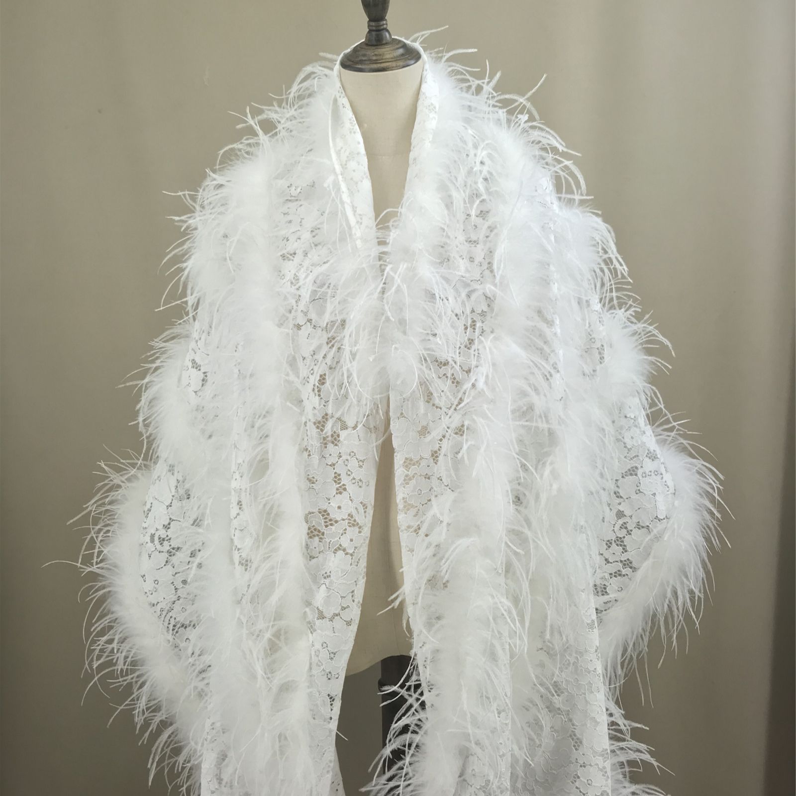 Real Ostrich Feather Lace Shaw - Stole Wedding Shawl recension och pris
