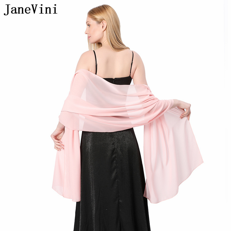 JaneVini Elegant Pink Chiffon  - Stole Wedding Shawl recension och pris