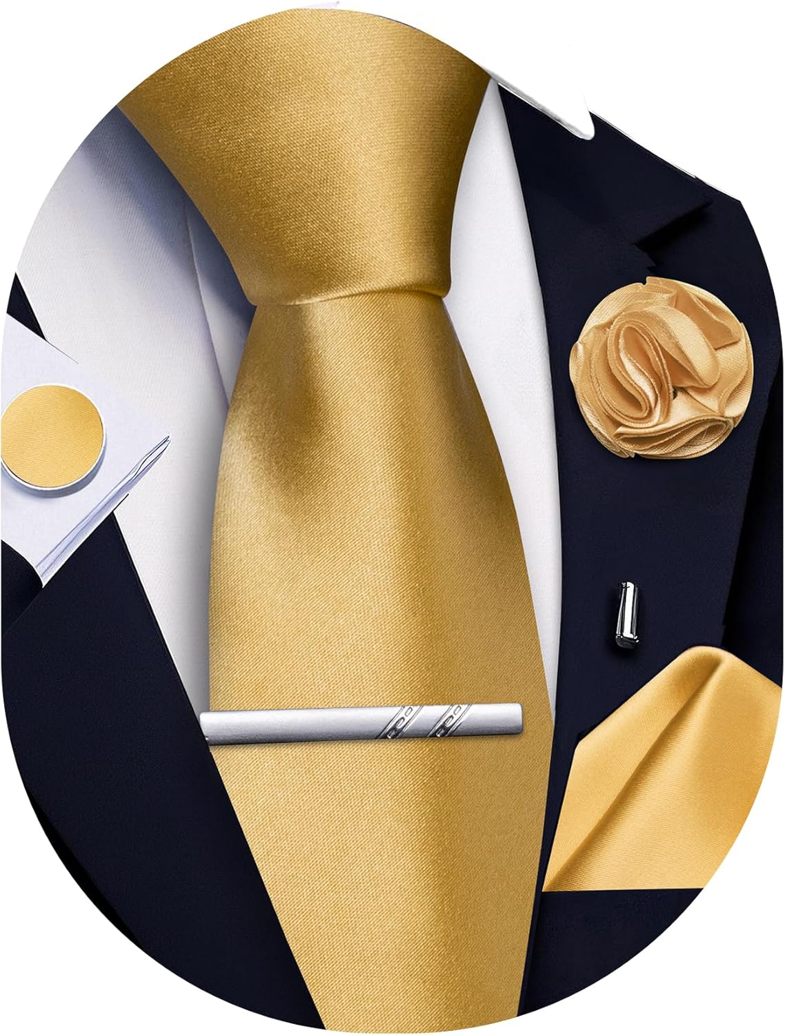 5Pcs Men's Silk Satin Tie Set  - Pocket Square Set recension och pris