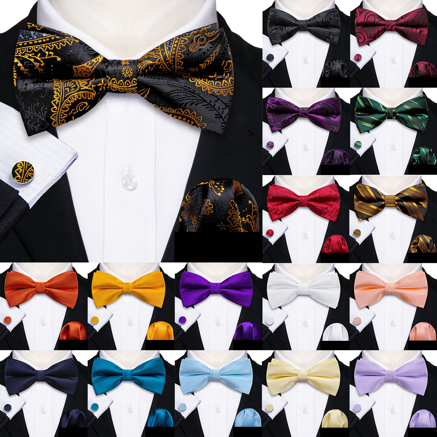 Barry.Wang Silk Mens Bow Tie B - Bow Tie Pre Tied recension och pris