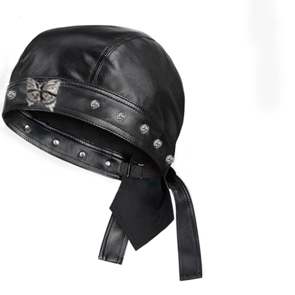 PU Leather Black Biker Cap Doo - Bandana Doo Rag recension och pris