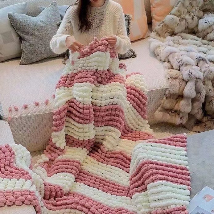 130G/Roll Pompom Yarn Mixed Co - Woven Scarf Blanket recension och pris