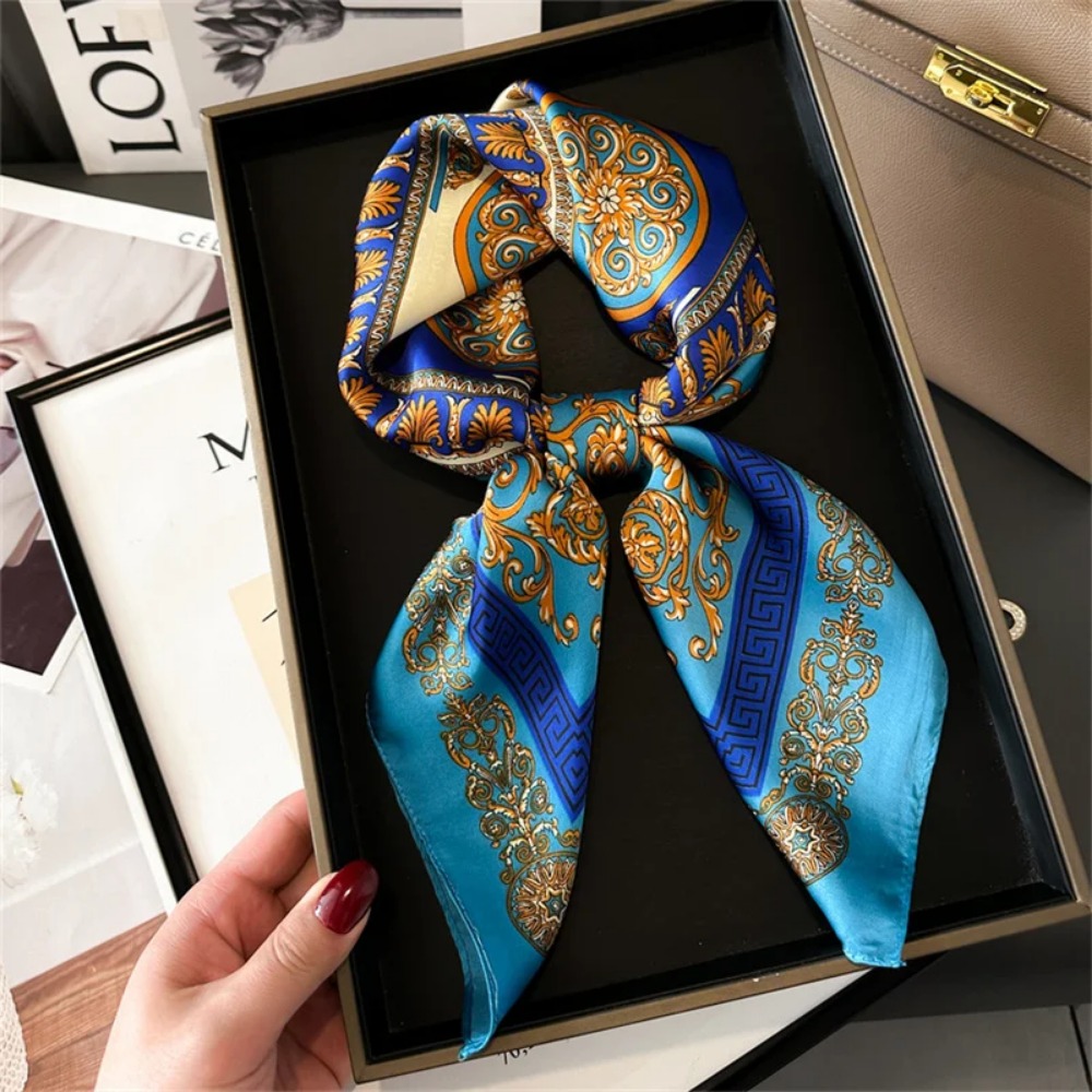 Women 70x70cm Printed Silk Pas - Ascot Neck Scarf recension och pris